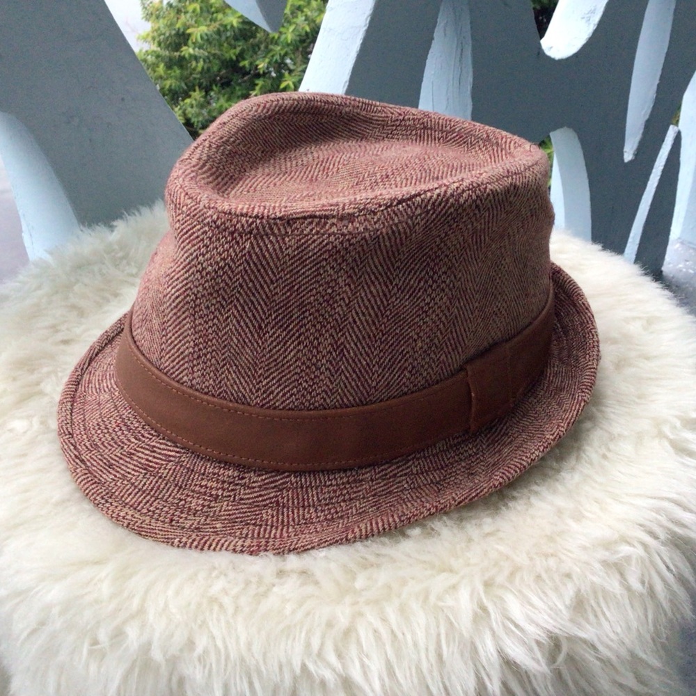 Peter Grimm Wool and Viscose Blend Fedora Hat with Leather Trim UNISEX